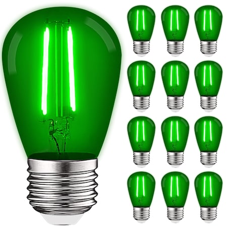 Luxrite S14 LED Edison Green Light Bulbs 0.5W Colored Bulb for String Lights E26 Base, 12PK LR21732-12PK